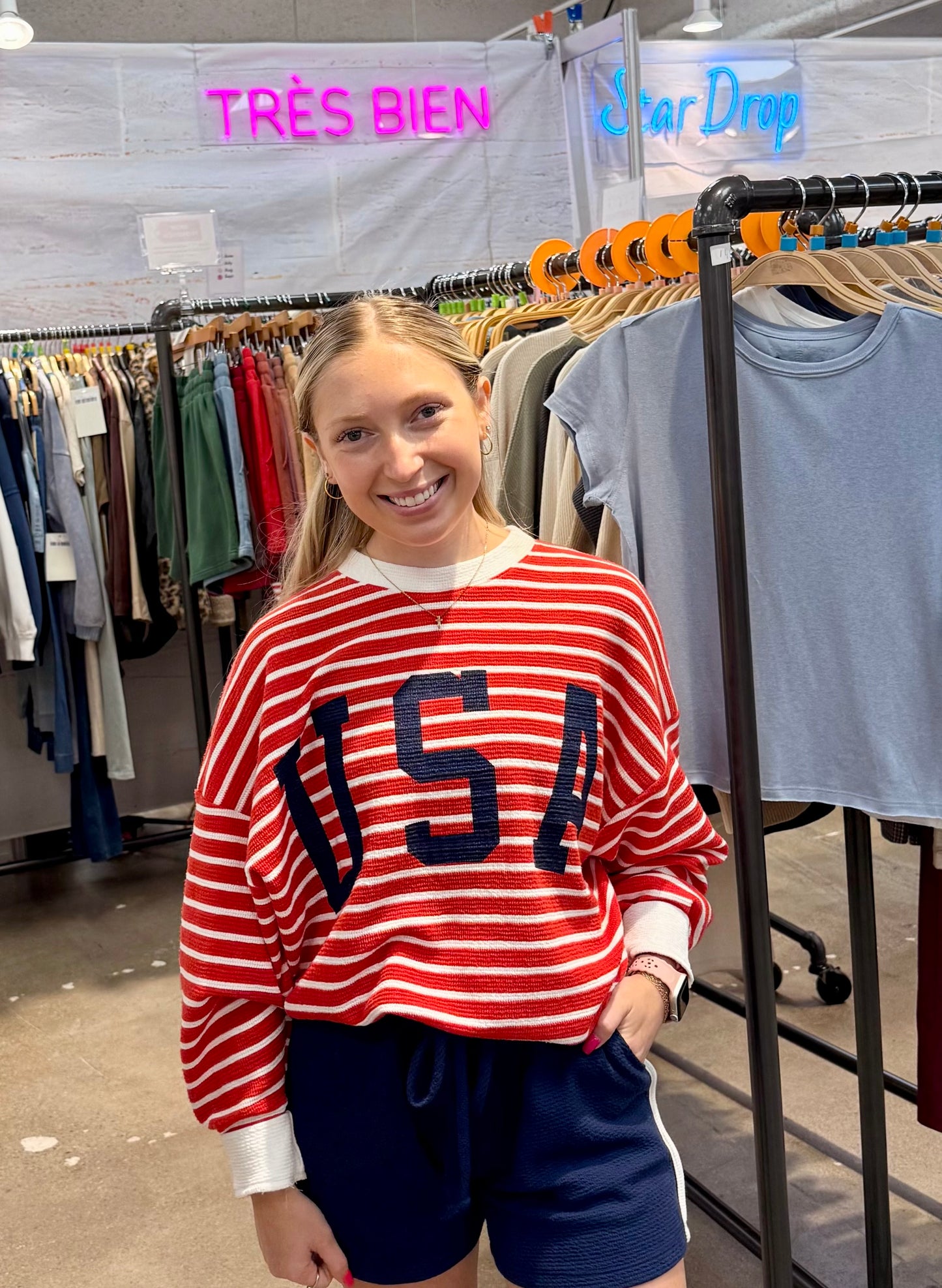 USA Ribbed Knit Pullover