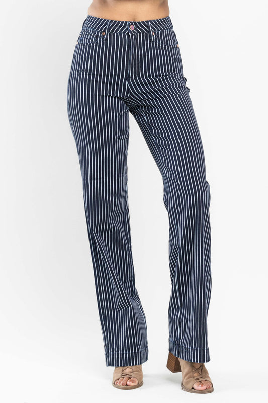Judy Blue High Waist Tummy Control Striped Denim Jeans