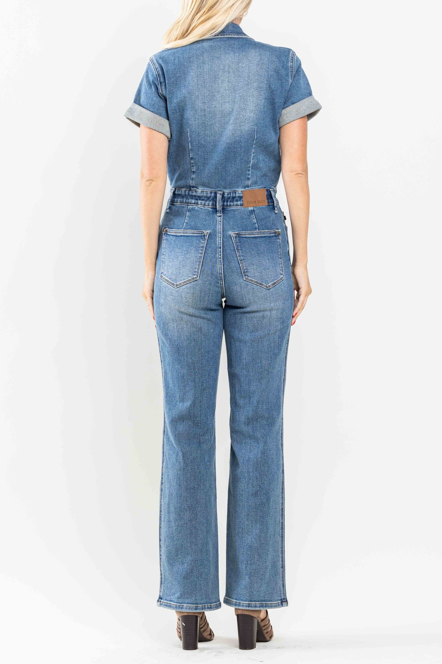 Judy Blue Denim Short Sleeve Jumpsuit