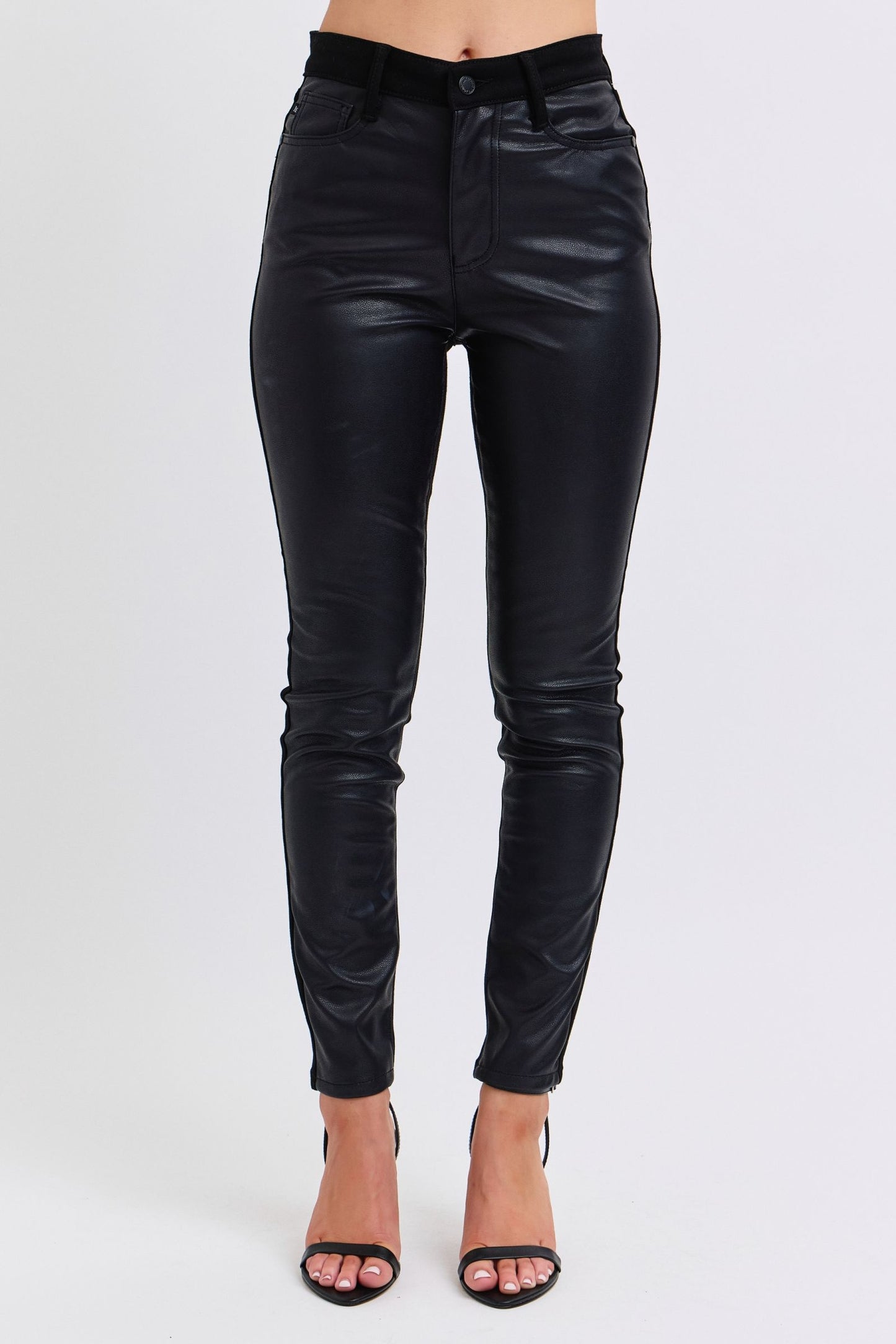 Judy Blue High Waist Faux Leather & Denim Skinny Jeans