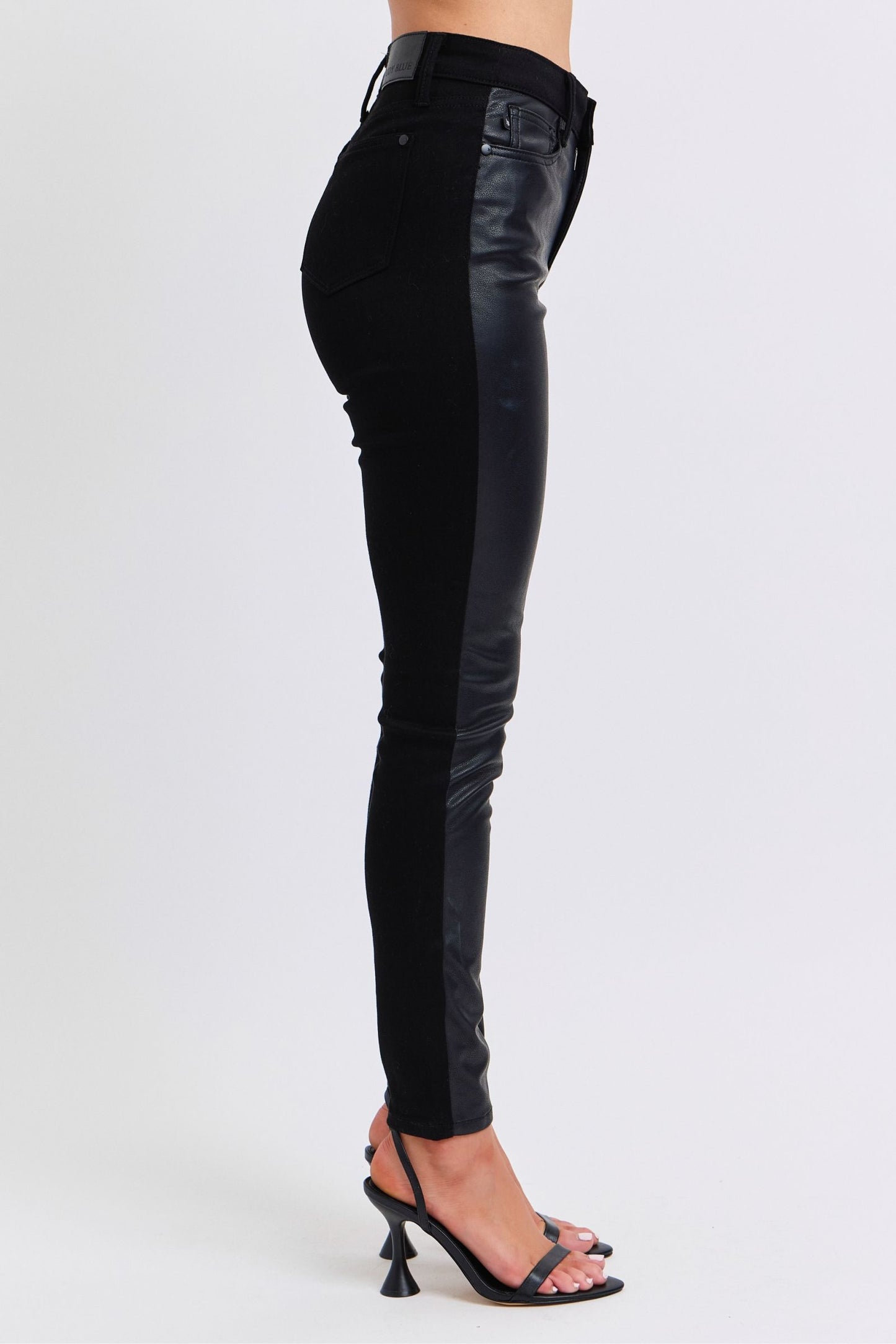 Judy Blue High Waist Faux Leather & Denim Skinny Jeans
