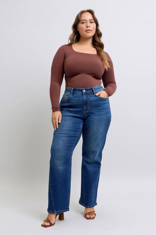 Judy Blue Mid Rise Side Seam Straight Denim Jeans