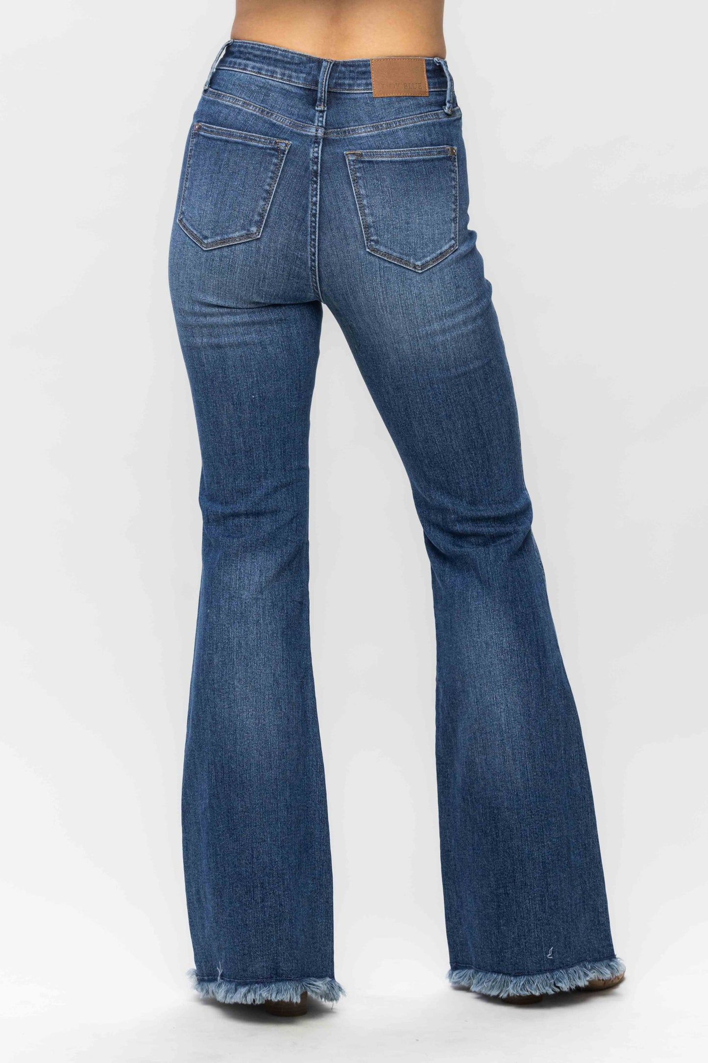 Judy Blue High Waist Tummy Control Fray Hem Flare Jeans