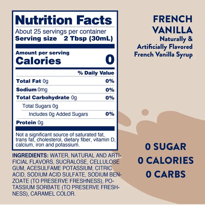 Jordan's French Vanilla Sugar Free Skinny Syrup