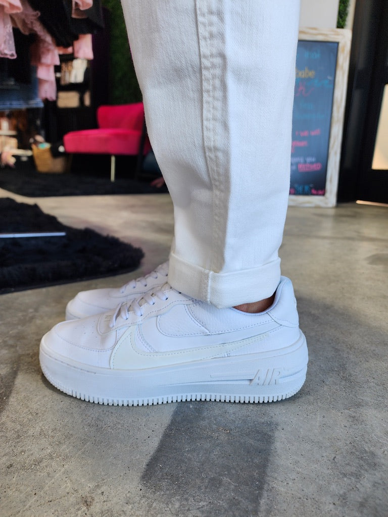 Judy Blue High Waist White Cuffed Jogger