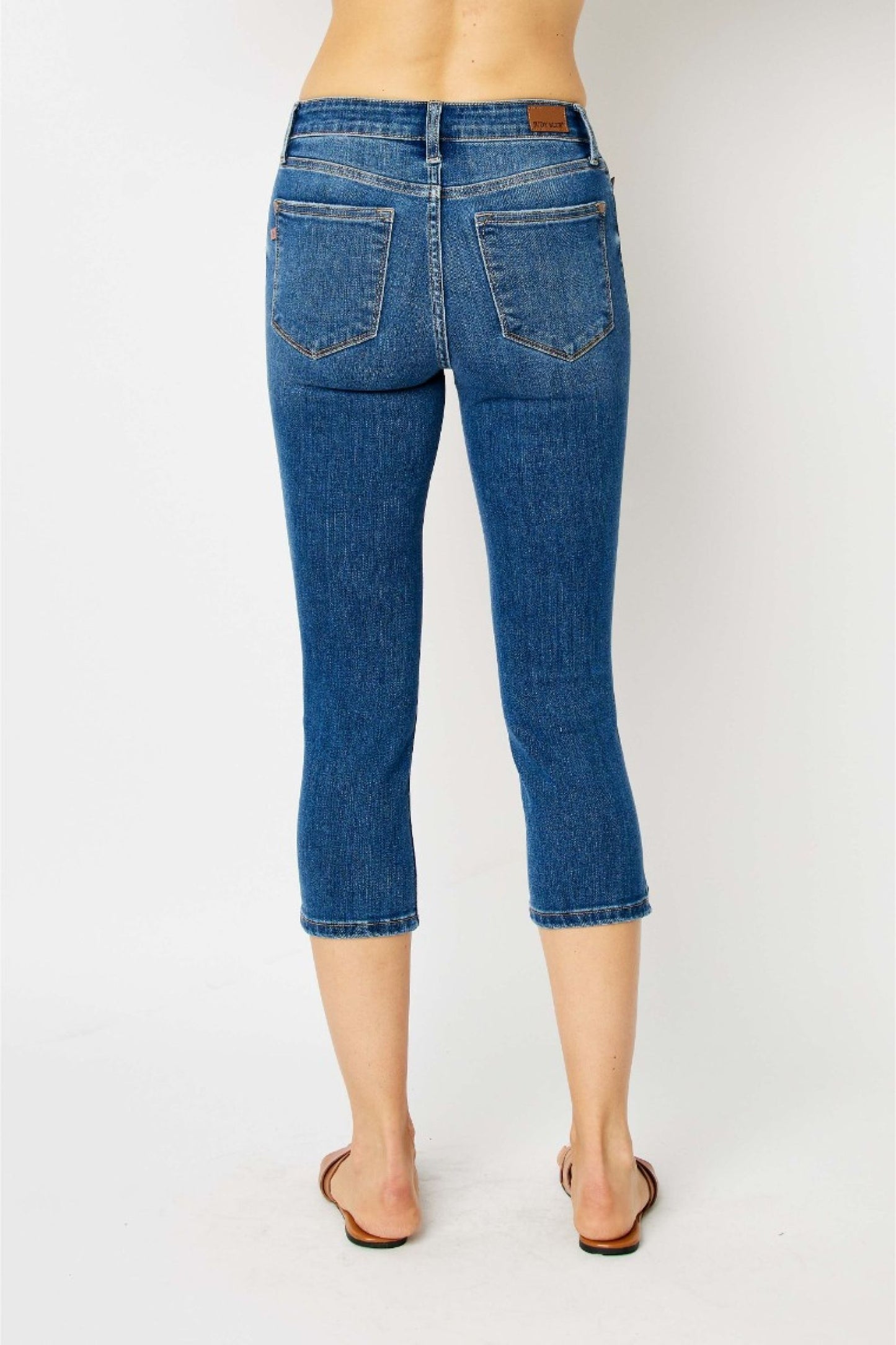Judy Blue Mid Rise Capri Side Slit Denim