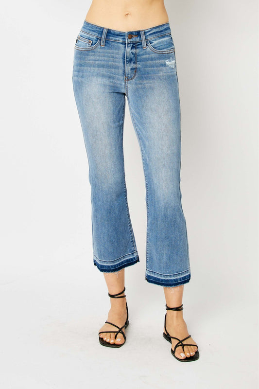 Judy Blue Mid Rise Cropped Bootcut Jeans