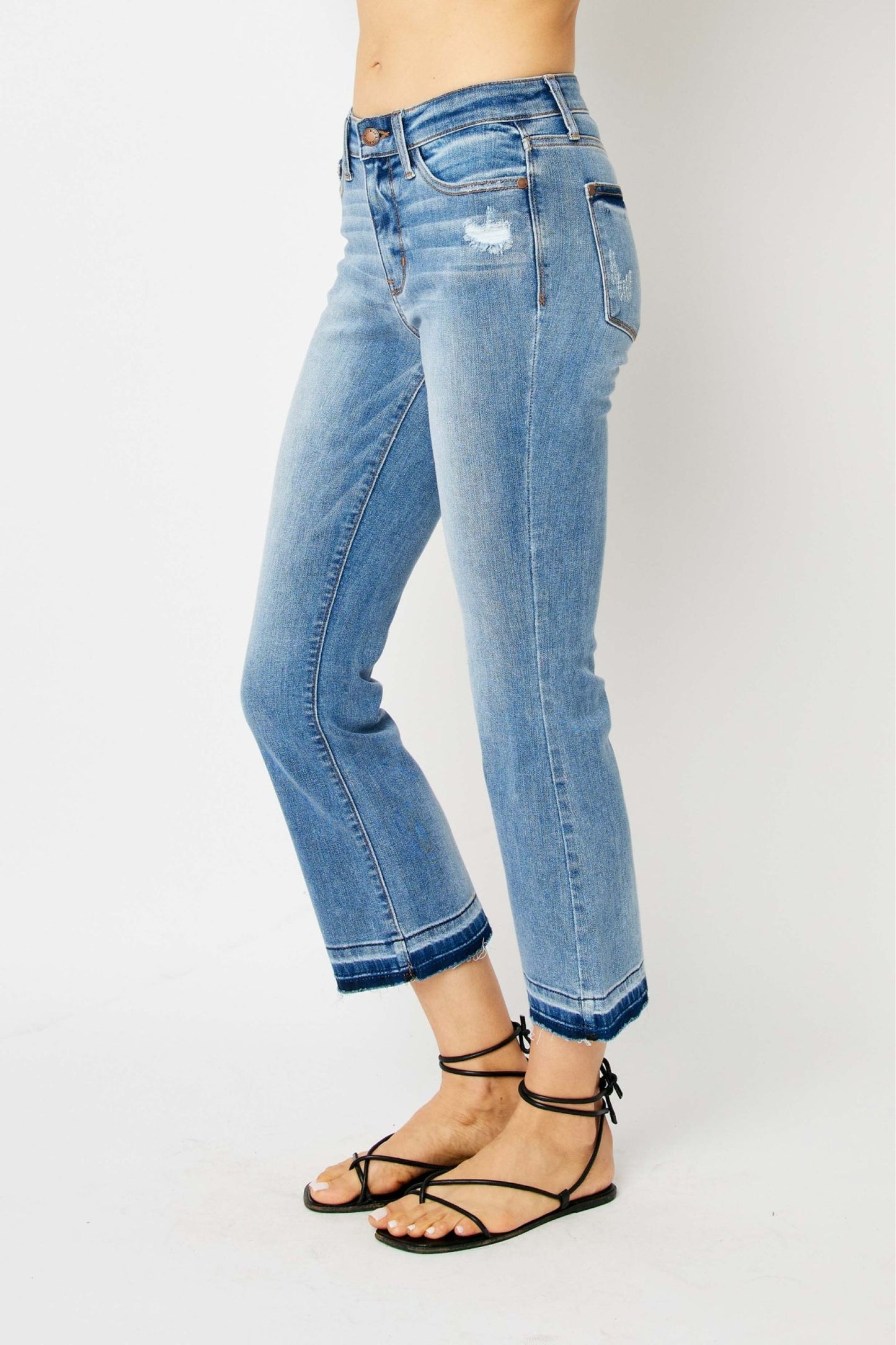 Judy Blue Mid Rise Cropped Bootcut Jeans