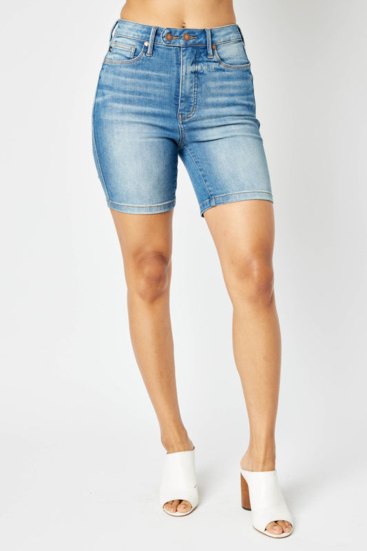 Judy Blue High Waist Double Button Bermuda Shorts