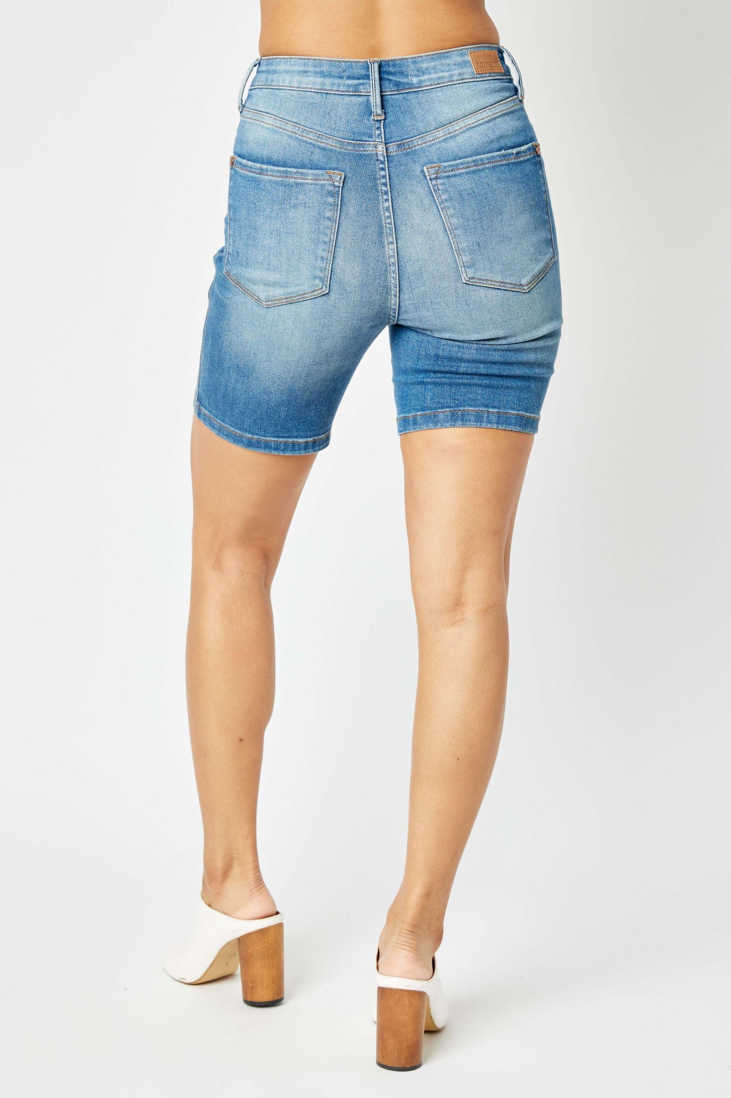 Judy Blue High Waist Double Button Bermuda Shorts