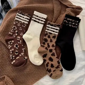 Animal Leopard Half Crew Throwback Socks