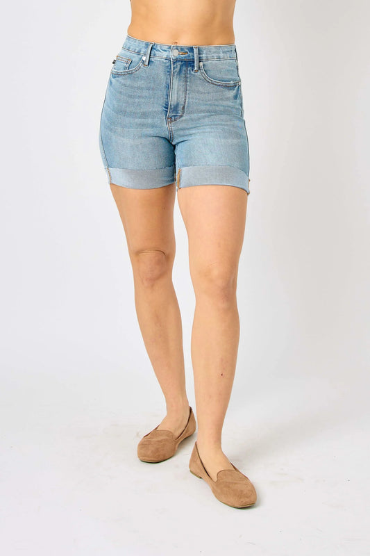 Judy Blue High Waist Tummy Control Cool Denim Shorts