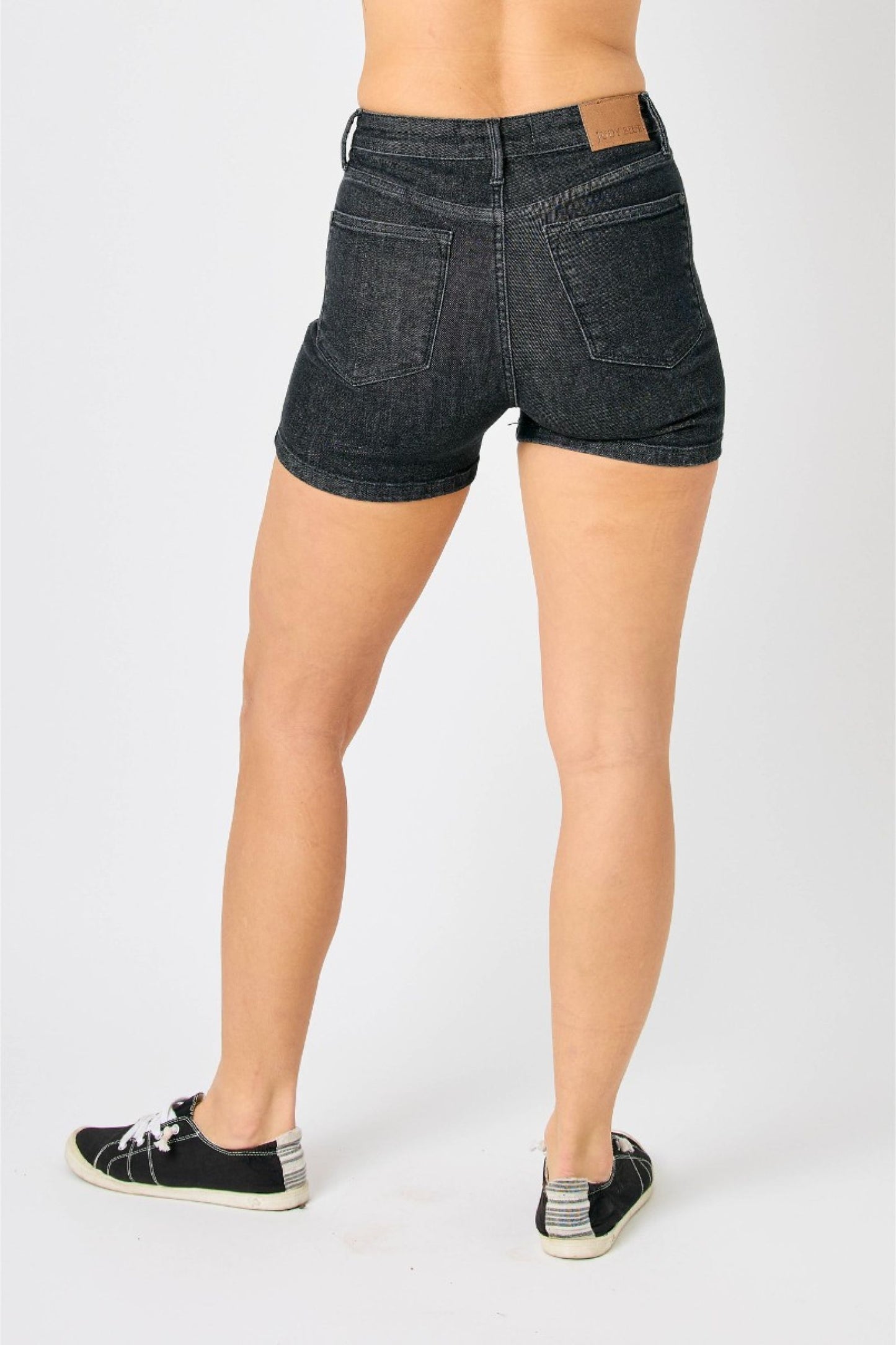 Judy Blue HW Tummy Control Washed Black Shorts
