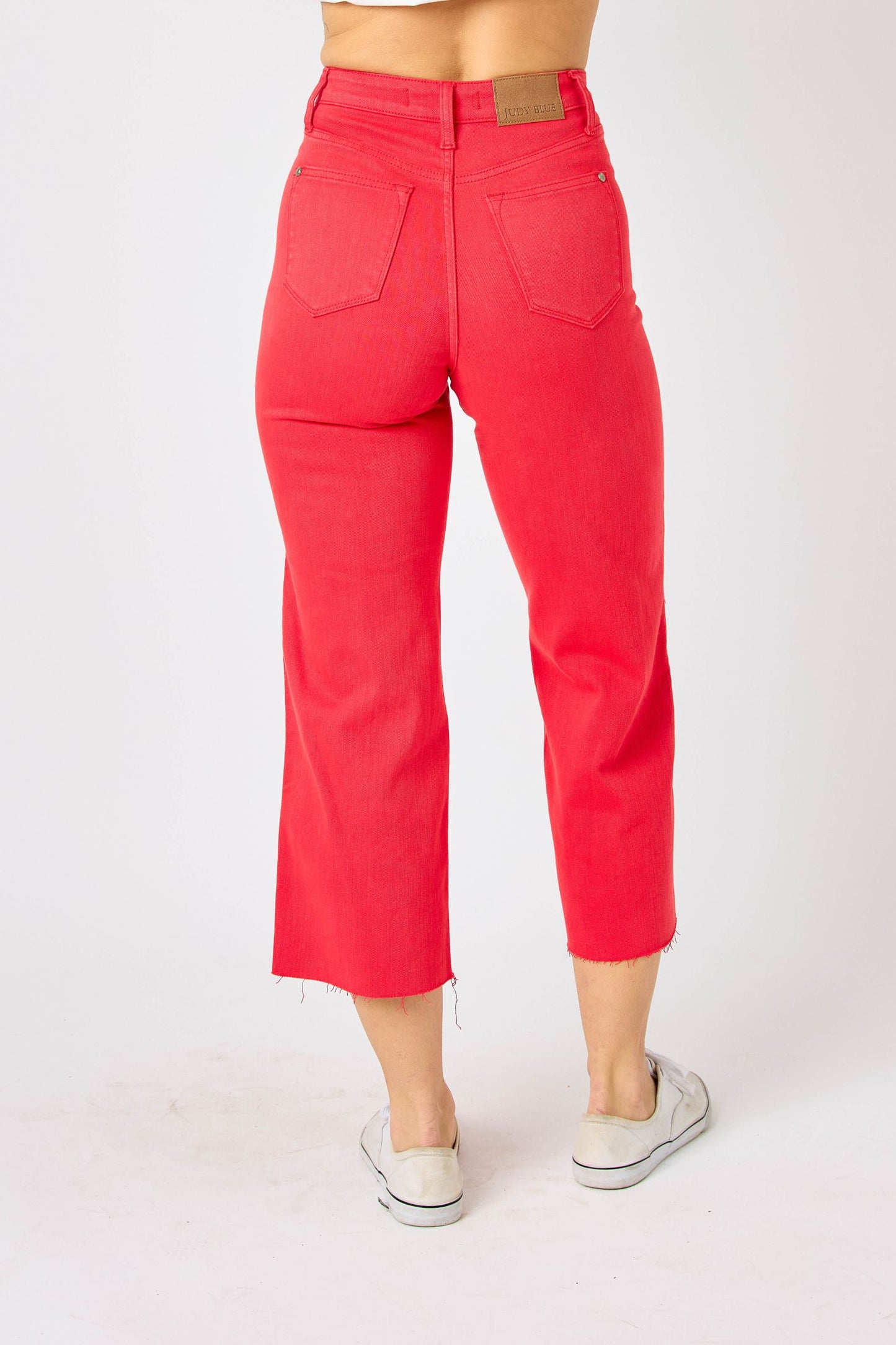 Judy Blue Red HW Tummy Control Cropped Denim Jeans
