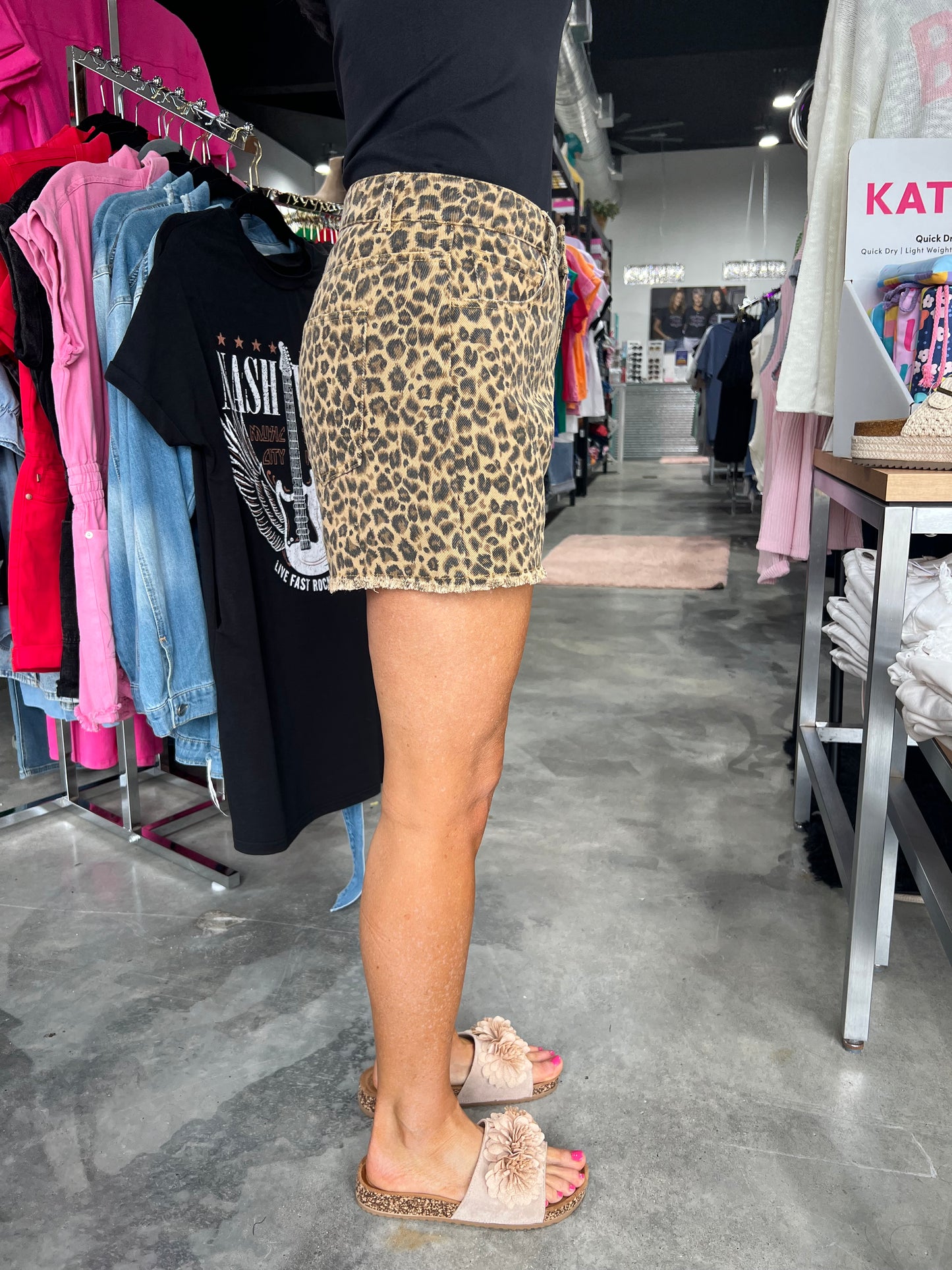 Leopard Frayed Hem Shorts