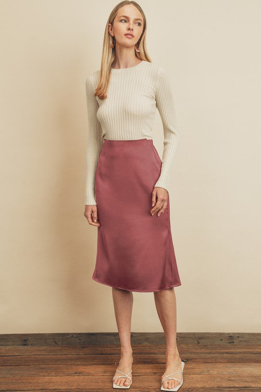 The Melani Satin Midi Skirt