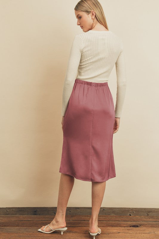 The Melani Satin Midi Skirt