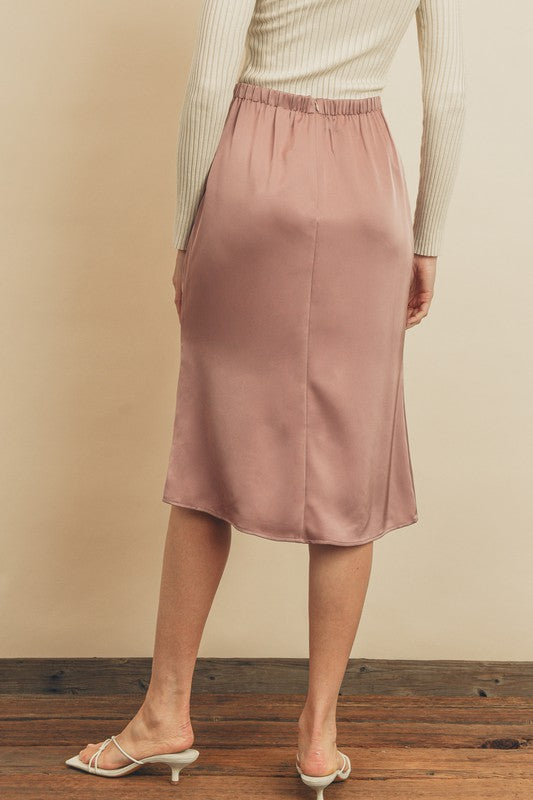 Satin A Line Midi Skirt