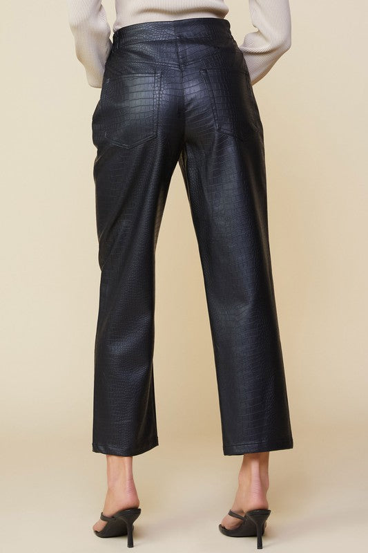 Leather Straight Pants