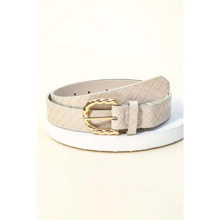 Cross Texture Faux Leather Belt