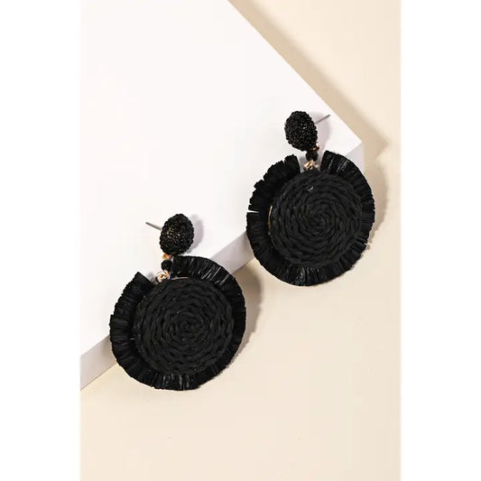 Raffia Disc Drop Earrings