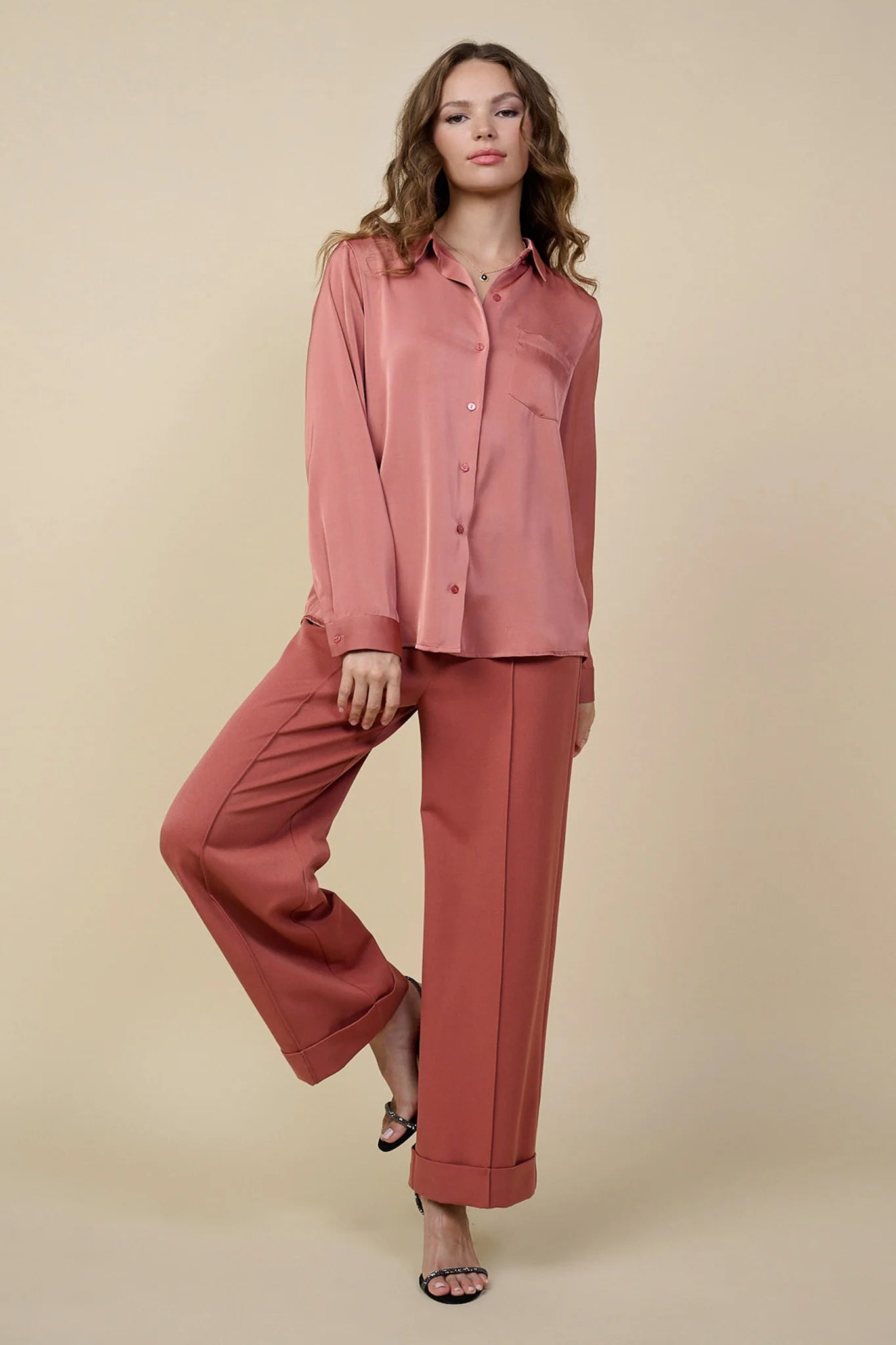 Satin Button Down Shirt