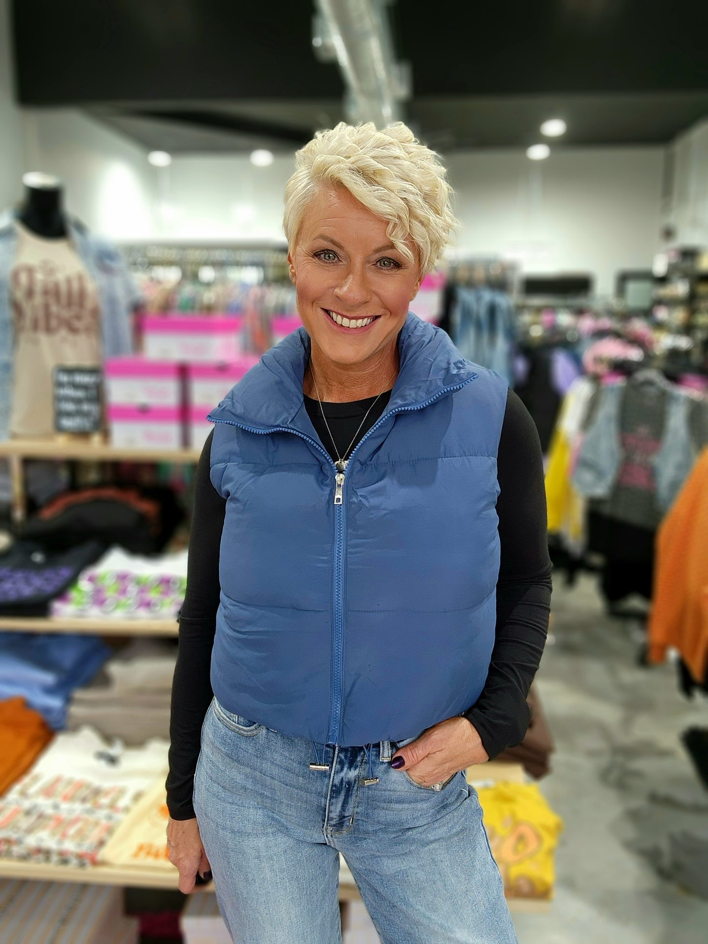 Zenana Puffer Cropped Vest