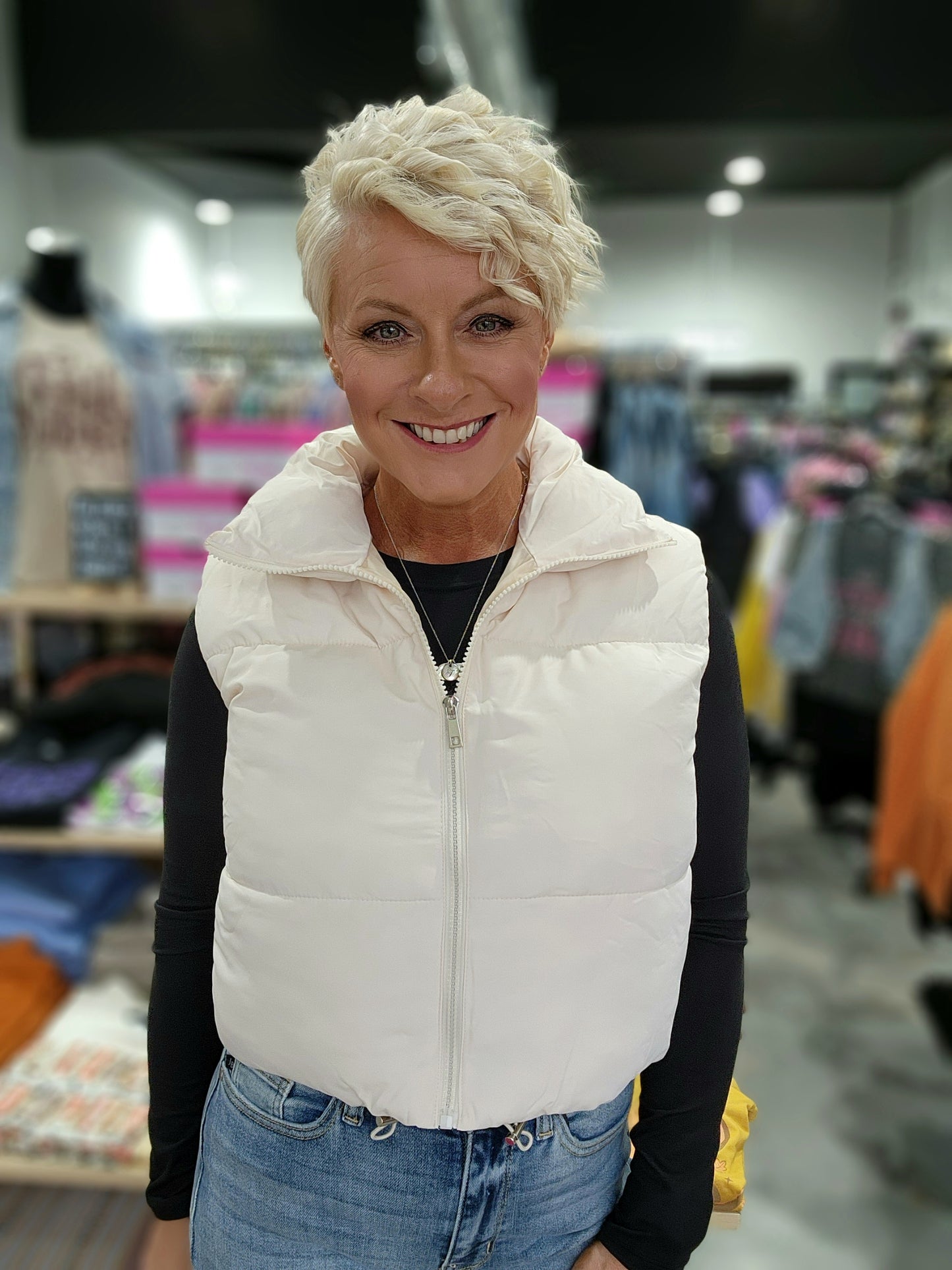 Zenana Puffer Cropped Vest