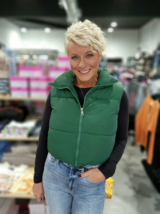 Zenana Puffer Cropped Vest