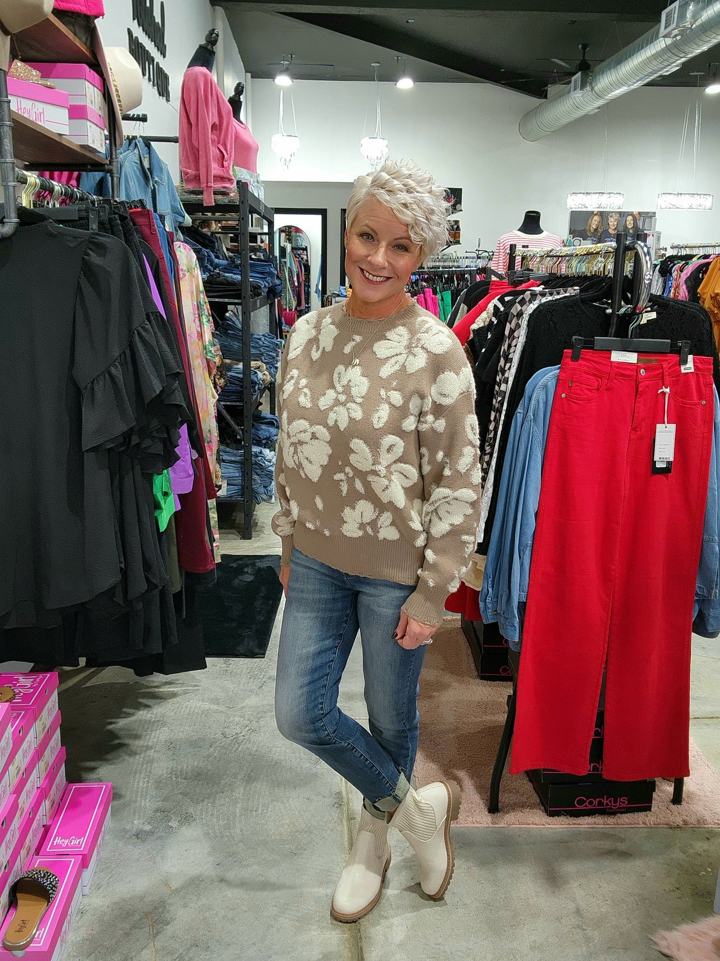 Floral Terry Sweater