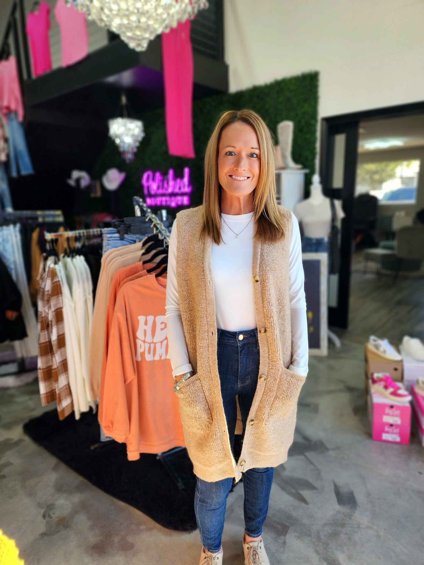 The Teddy Long Button Down Vest