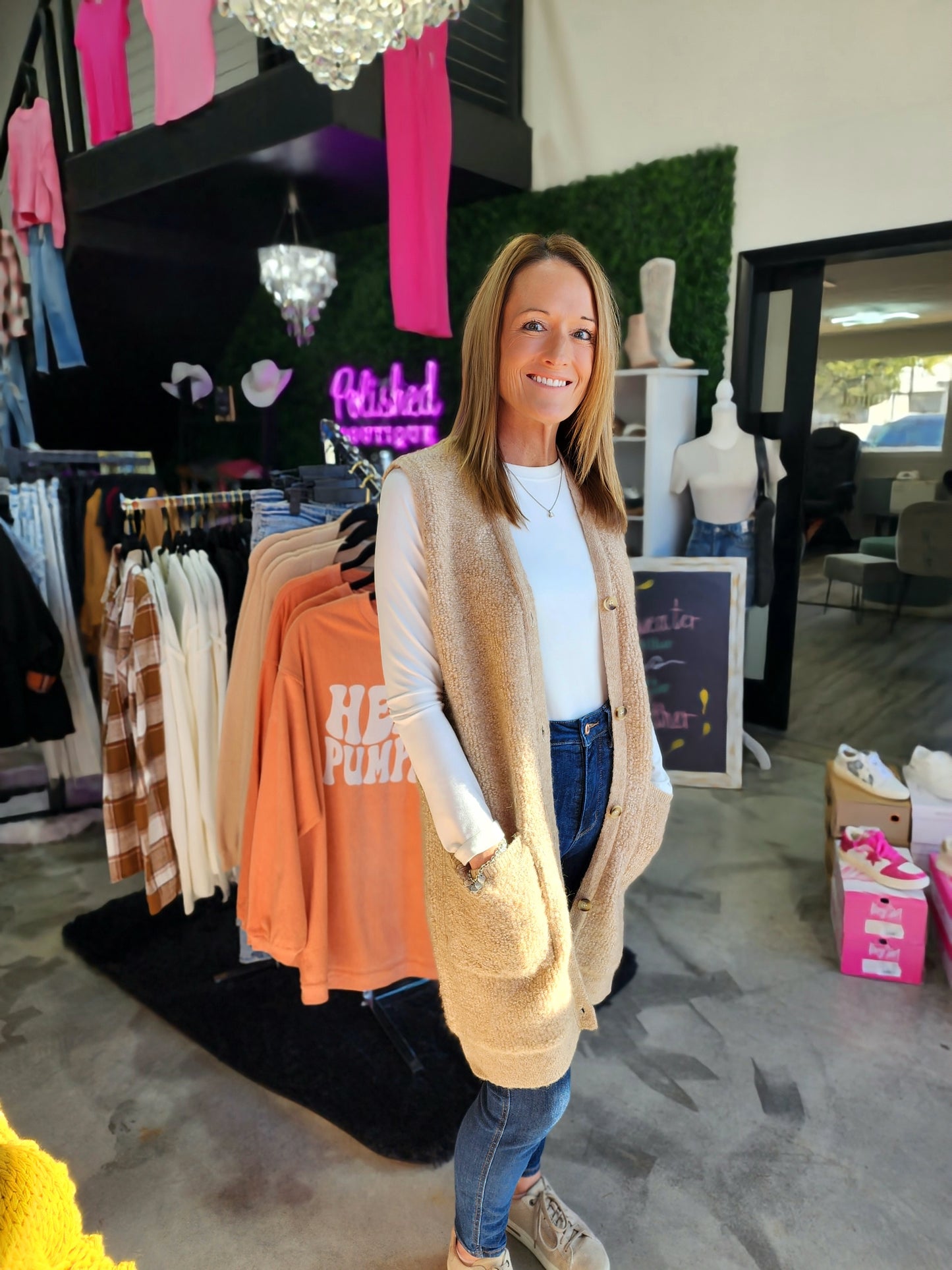 The Teddy Long Button Down Vest