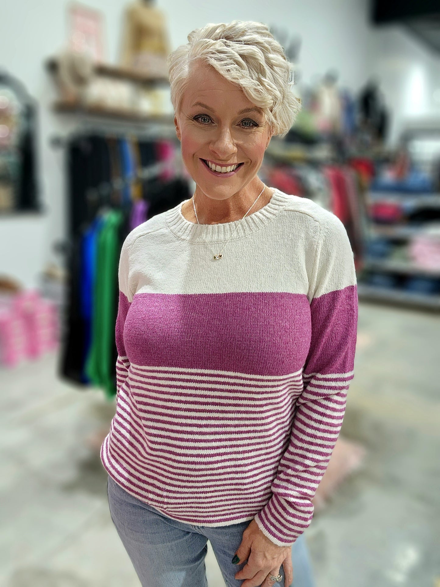 Staccato Colorblock Striped Sweater