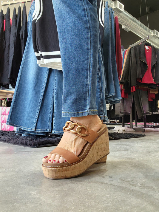 Corky's Cognac On Vacay Wedges