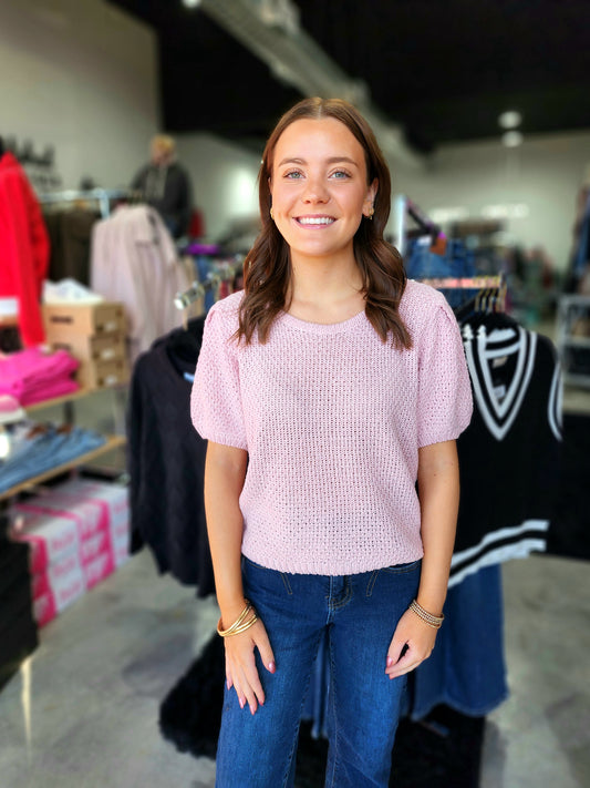 Perfect Pink Short Sleeve Sweater