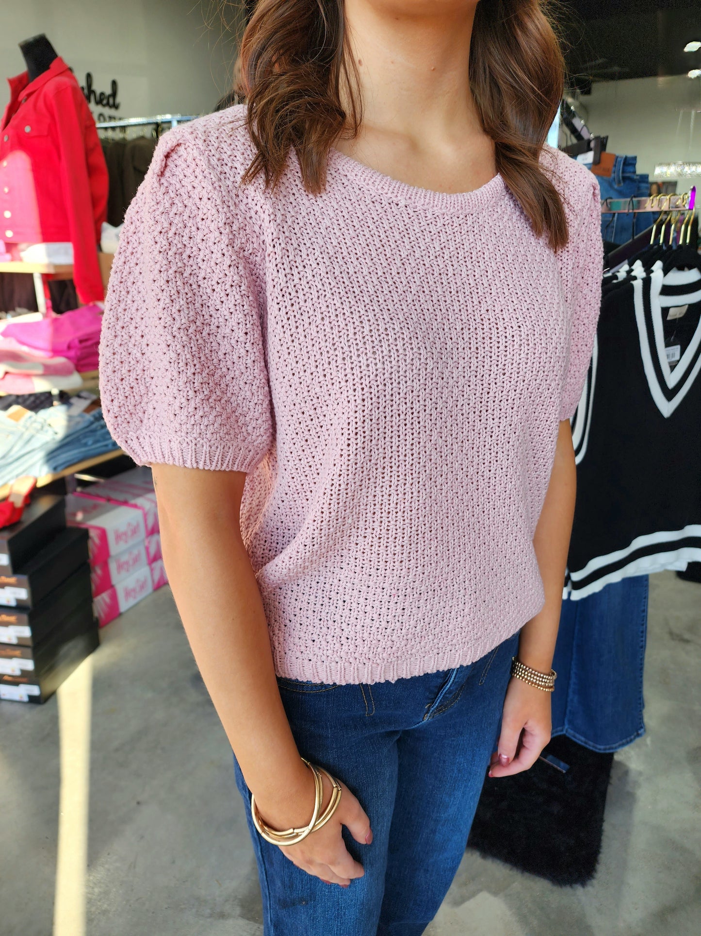 Perfect Pink Short Sleeve Sweater