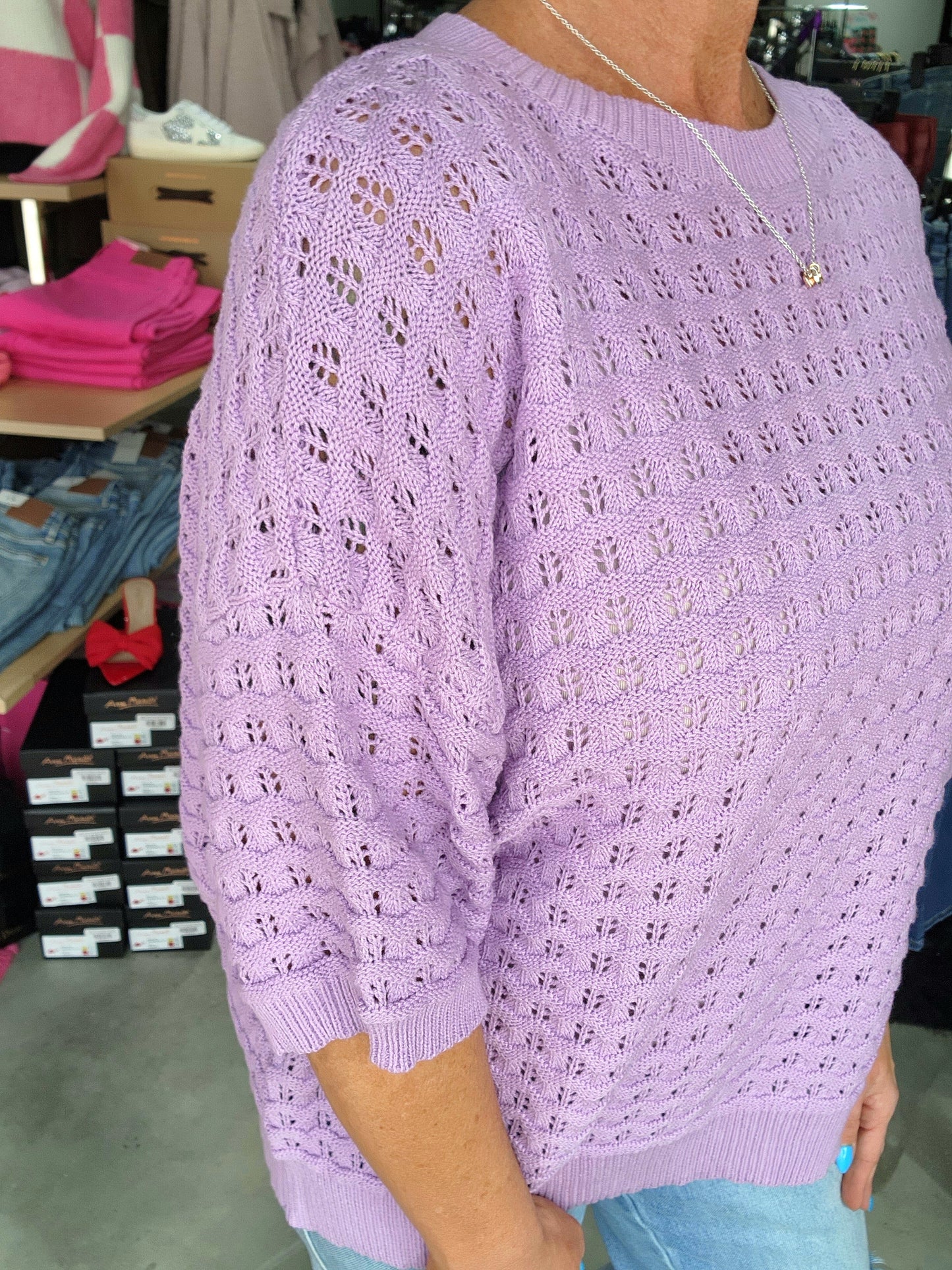 Lavender Dreams Short Sleeve Sweater