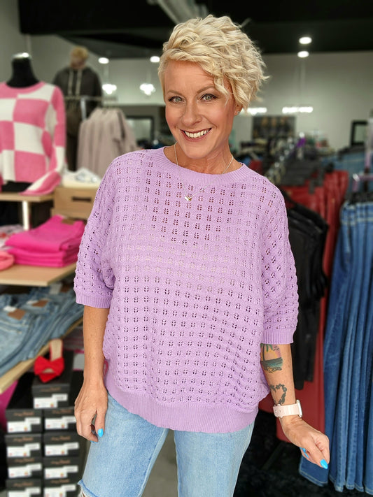 Lavender Dreams Short Sleeve Sweater