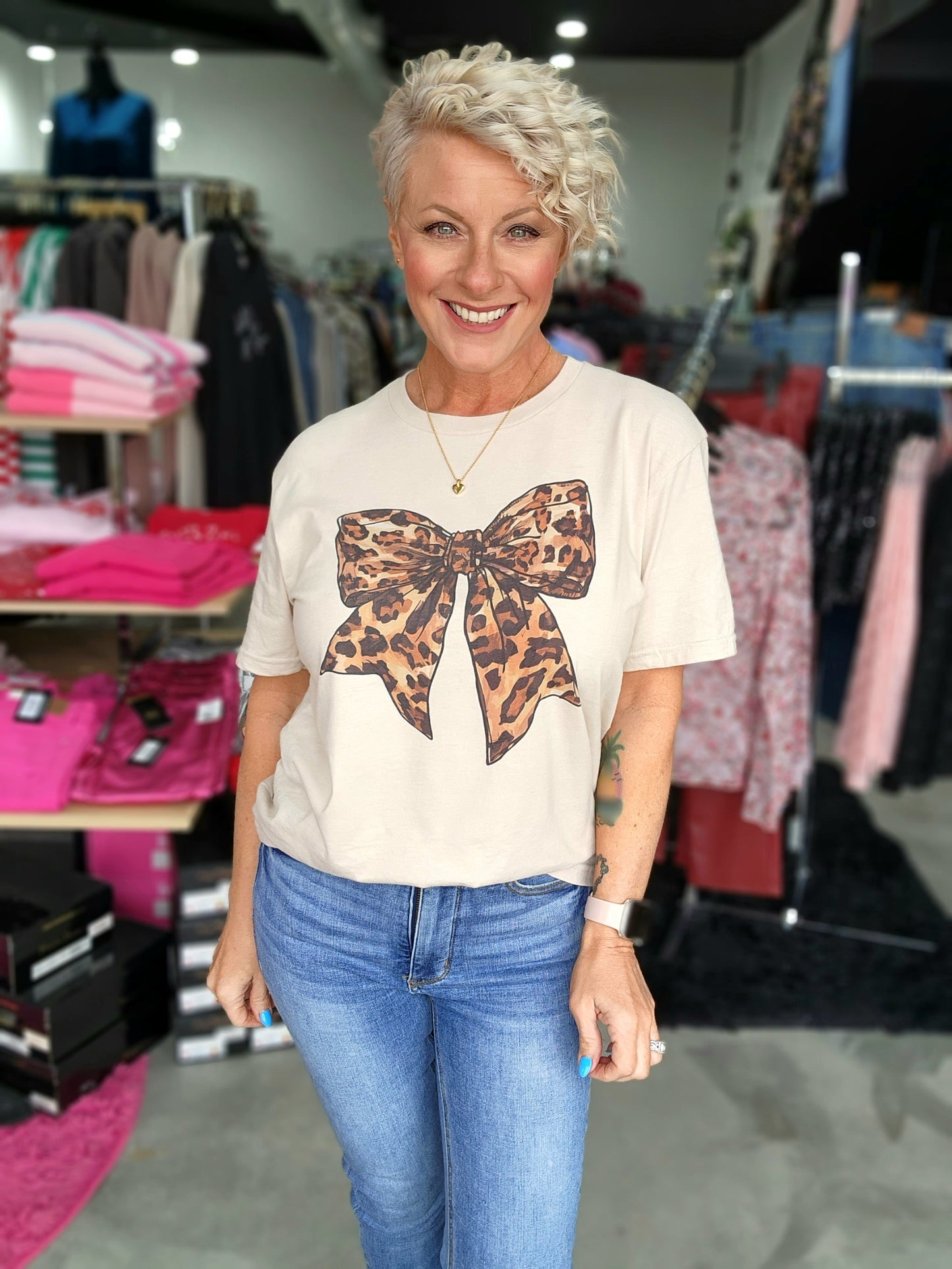 Leopard Bow Graphic Tee