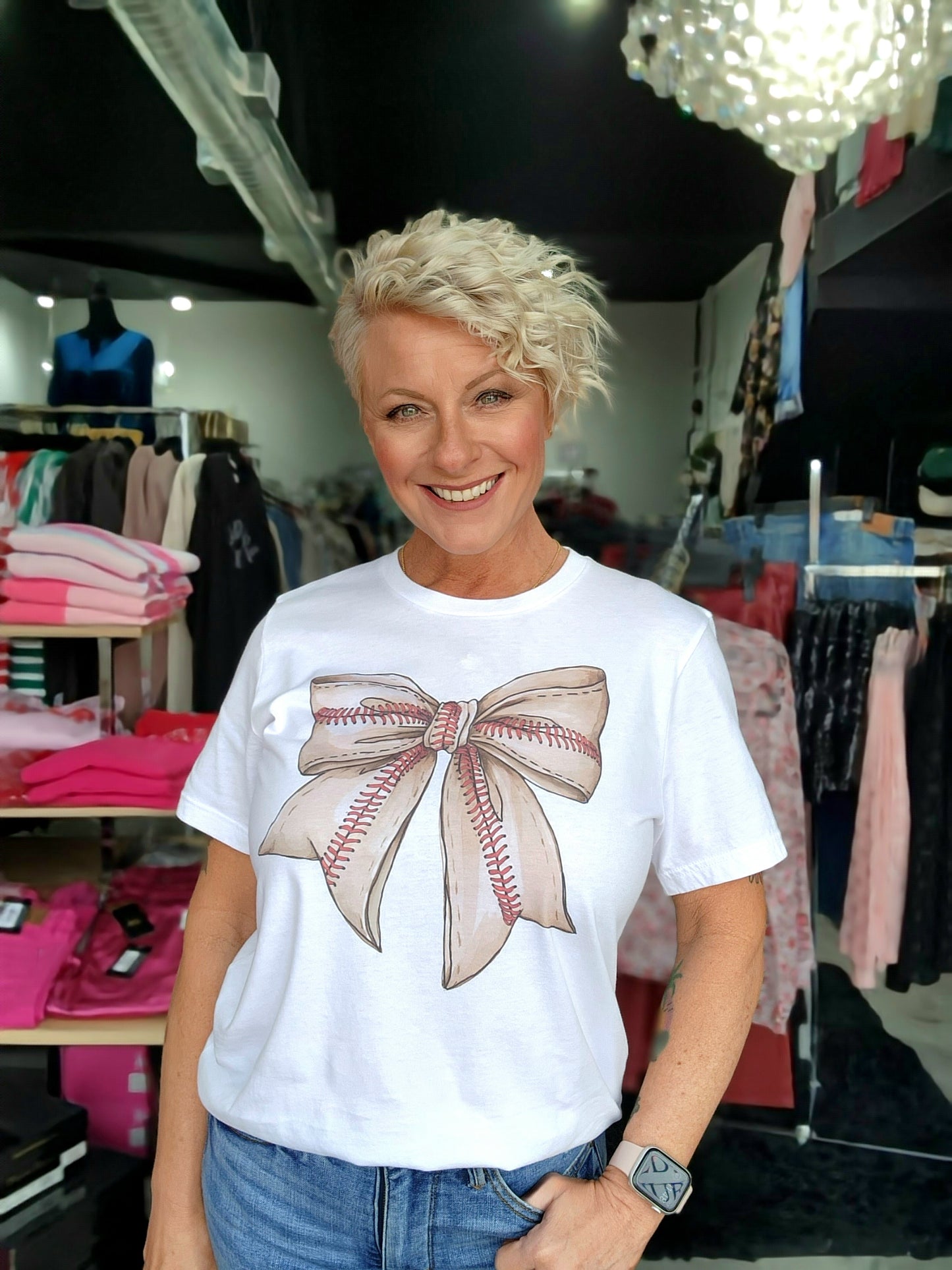 Girly Baseball Bow Graphic Tee