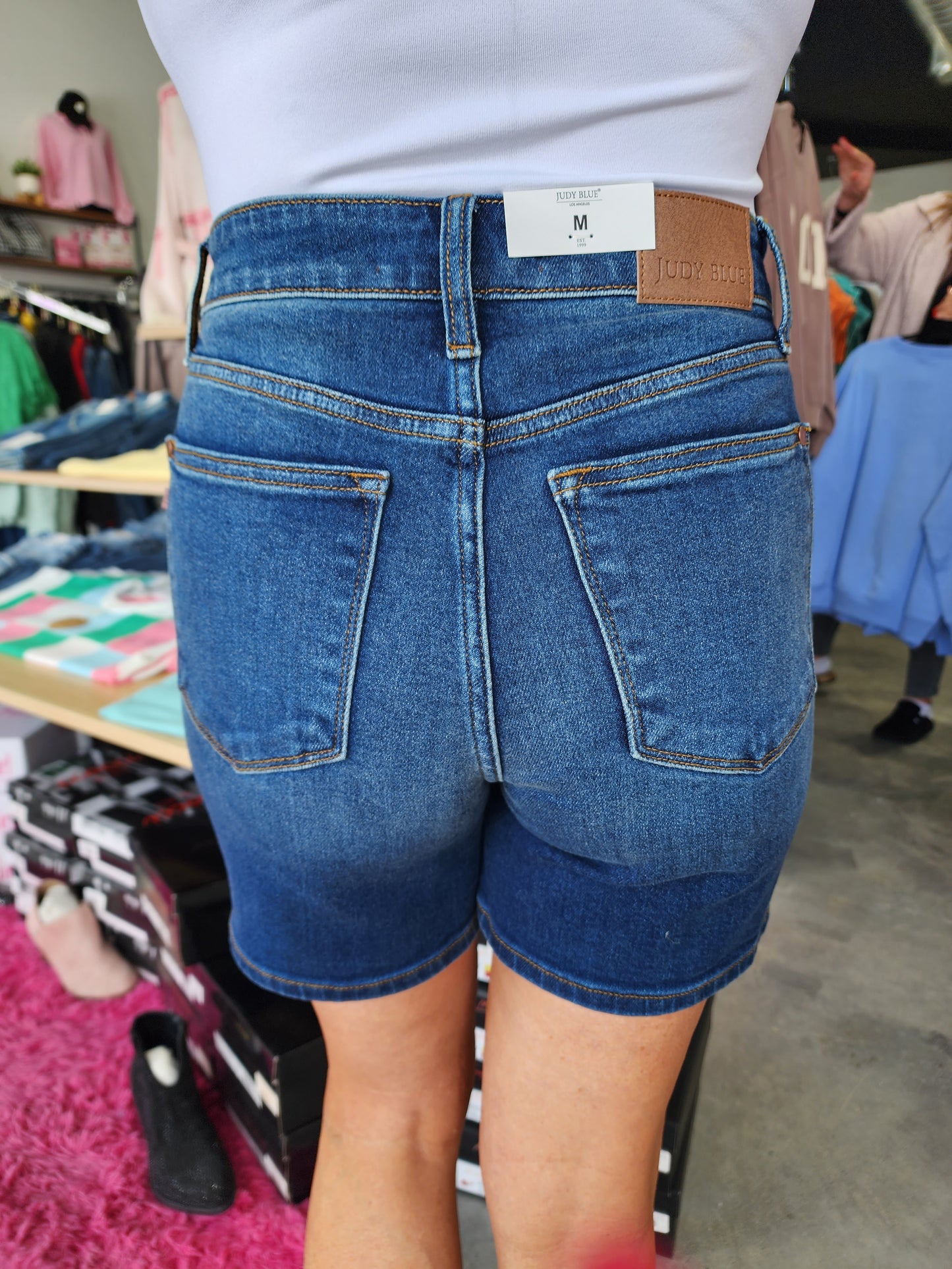 Judy Blue 2 Button Mid Length Dad Shorts