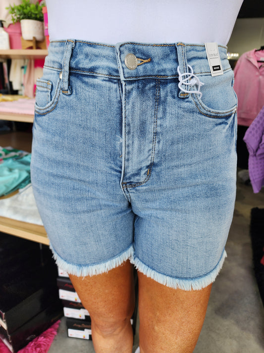 Judy Blue High Waist Tummy Control Fray Hem Shorts