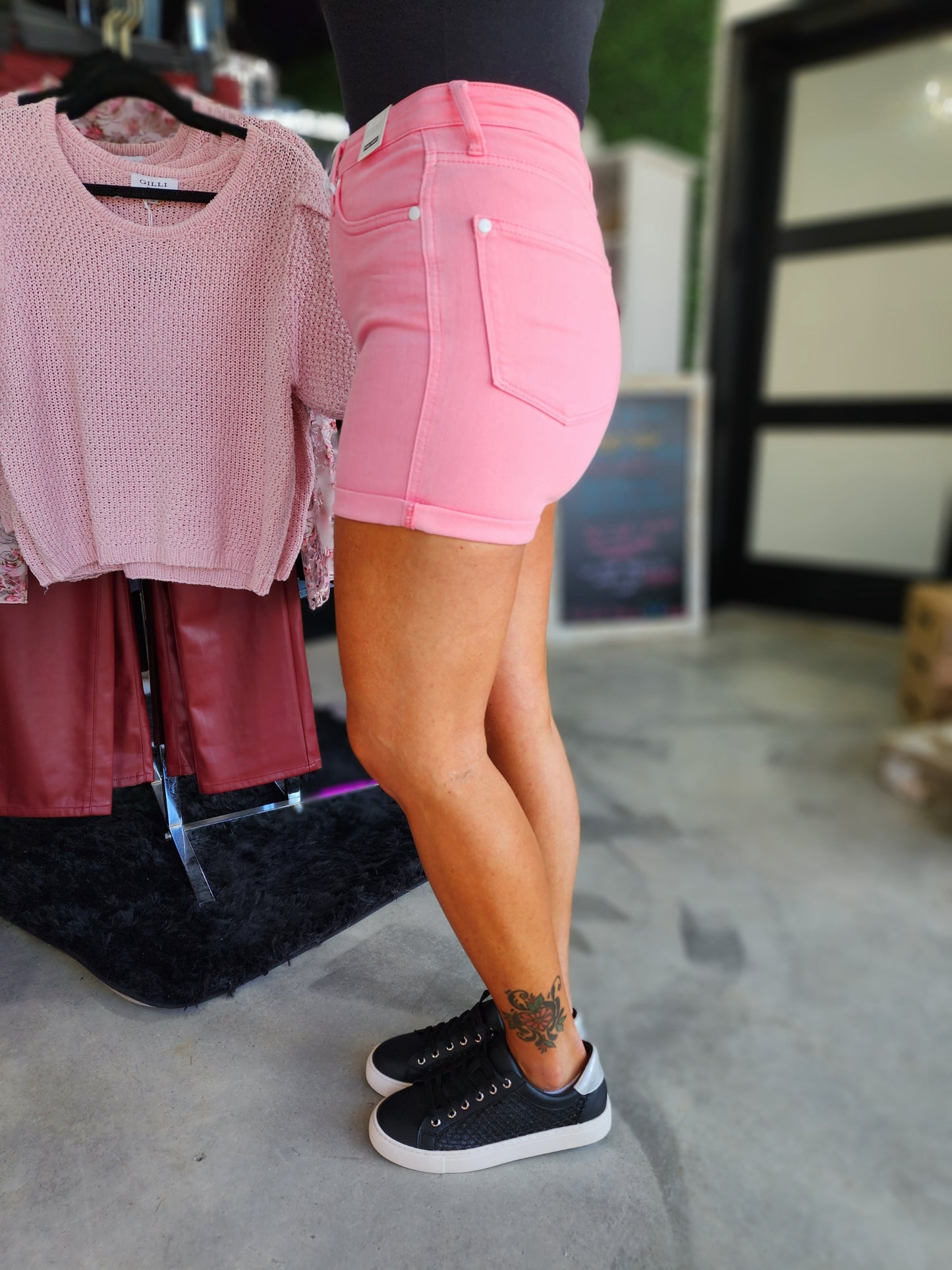 Judy Blue High Waist Tummy Control Pink Shorts Regular & Curvy