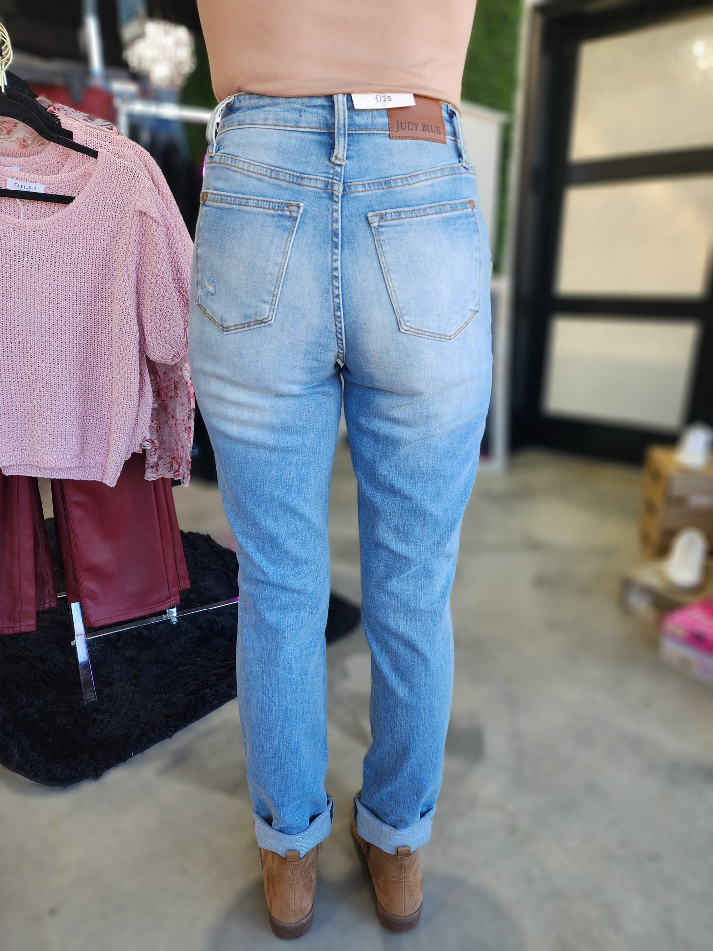 Judy Blue High Waist Patch Pocket Boyfriend Denim Jeans