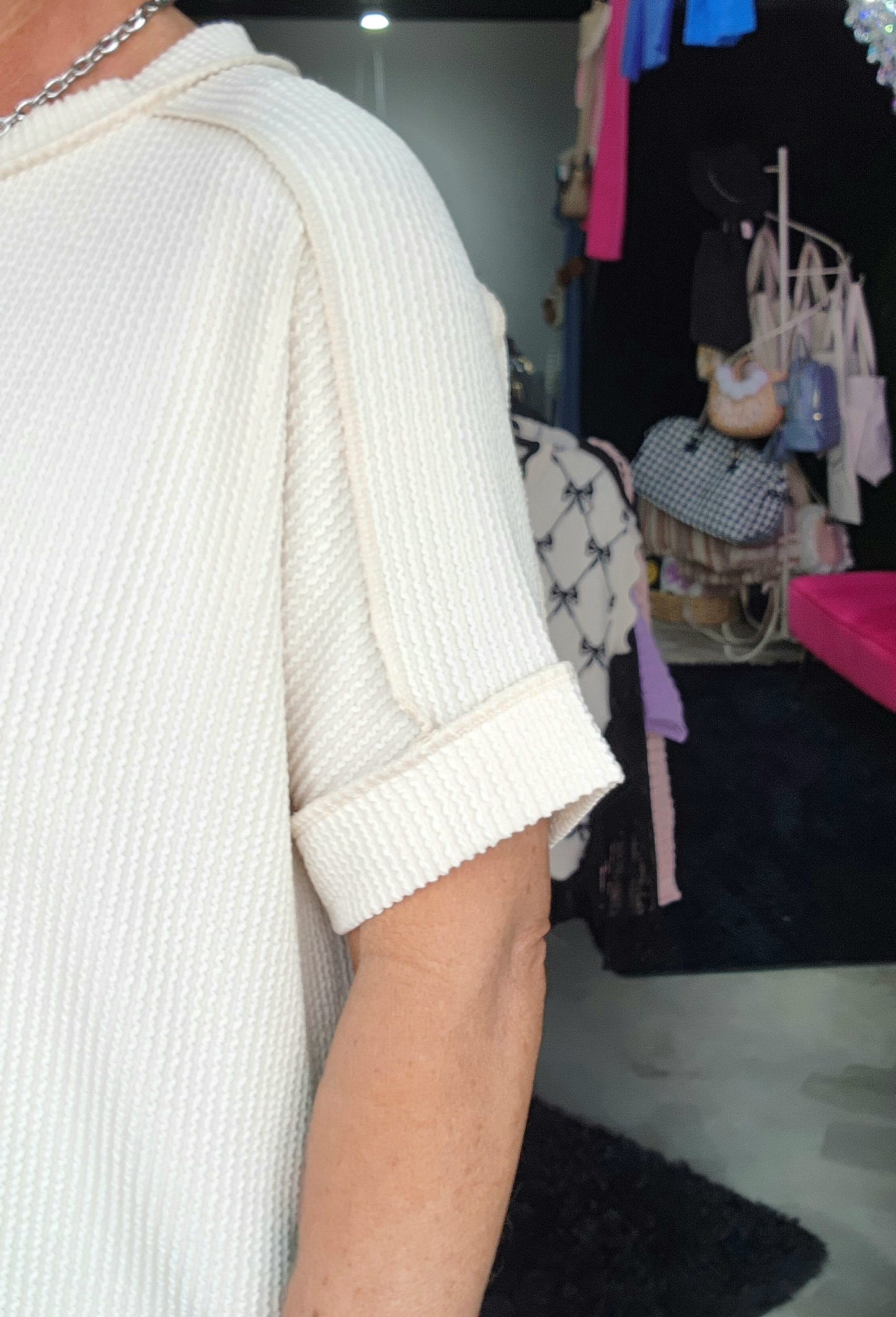 Zenana Corded Ribbed Short Sleeve Top