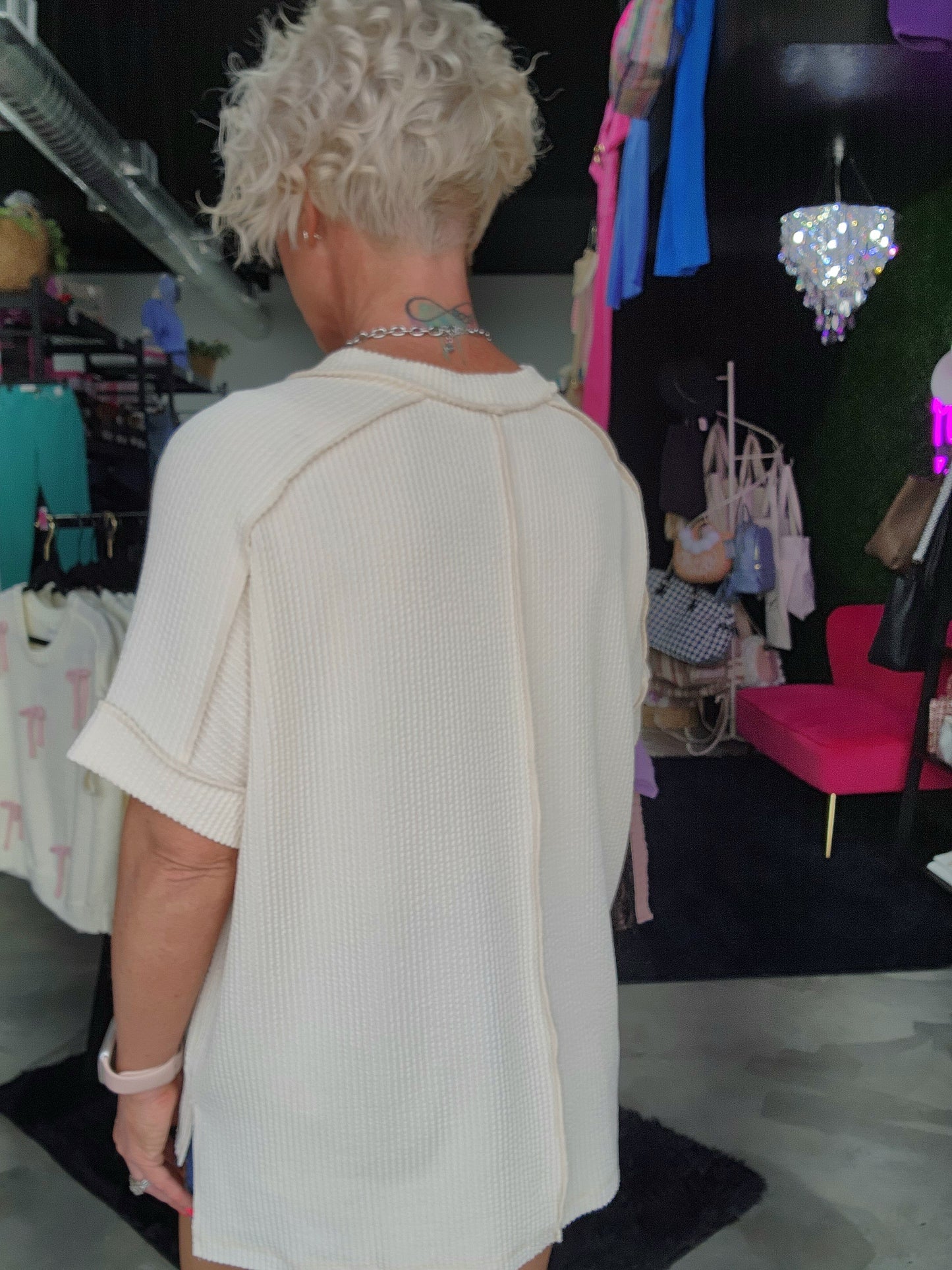 Zenana Corded Ribbed Short Sleeve Top