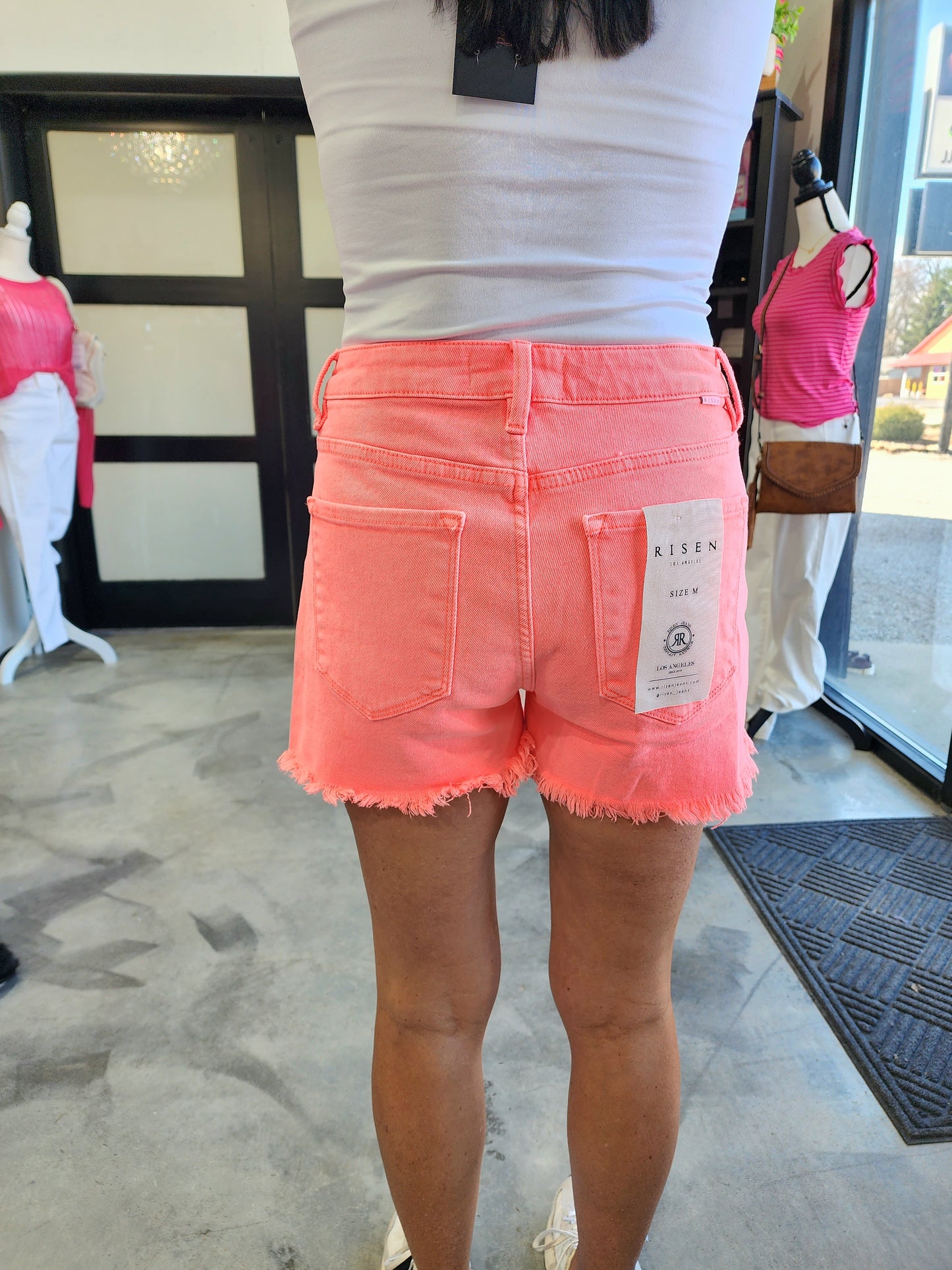 Risen Tummy Control High Rise Frayed Hem Shorts