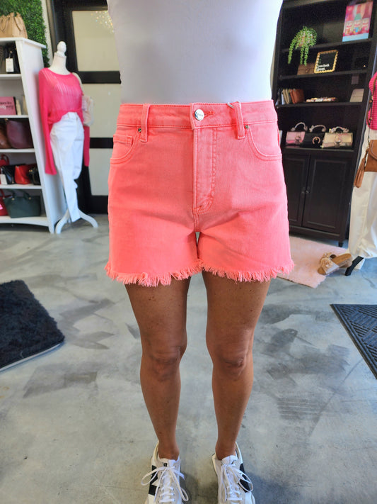 Risen Tummy Control High Rise Frayed Hem Shorts