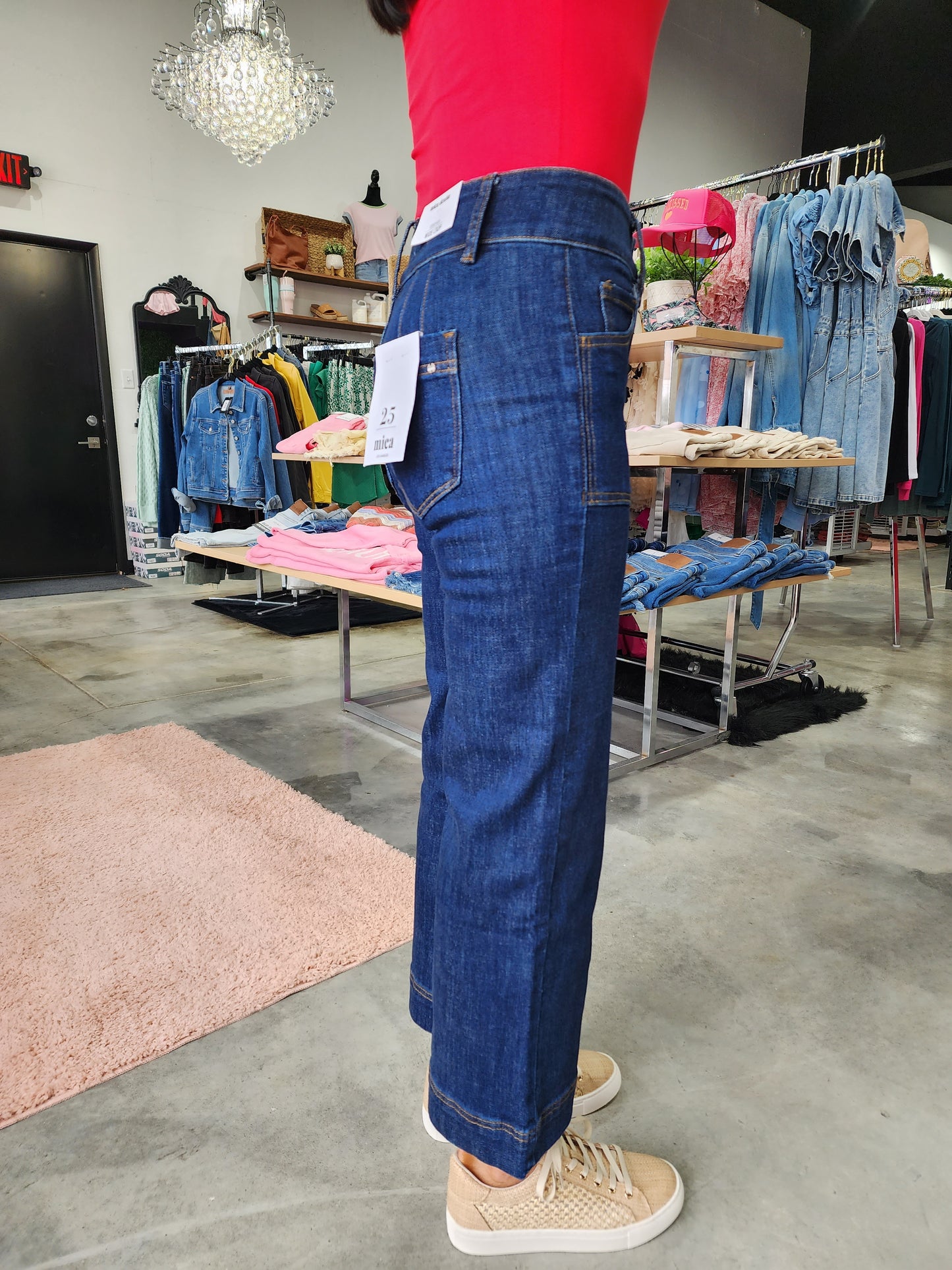 Mica Super High Rise Wide Leg Cropped Denim Jeans