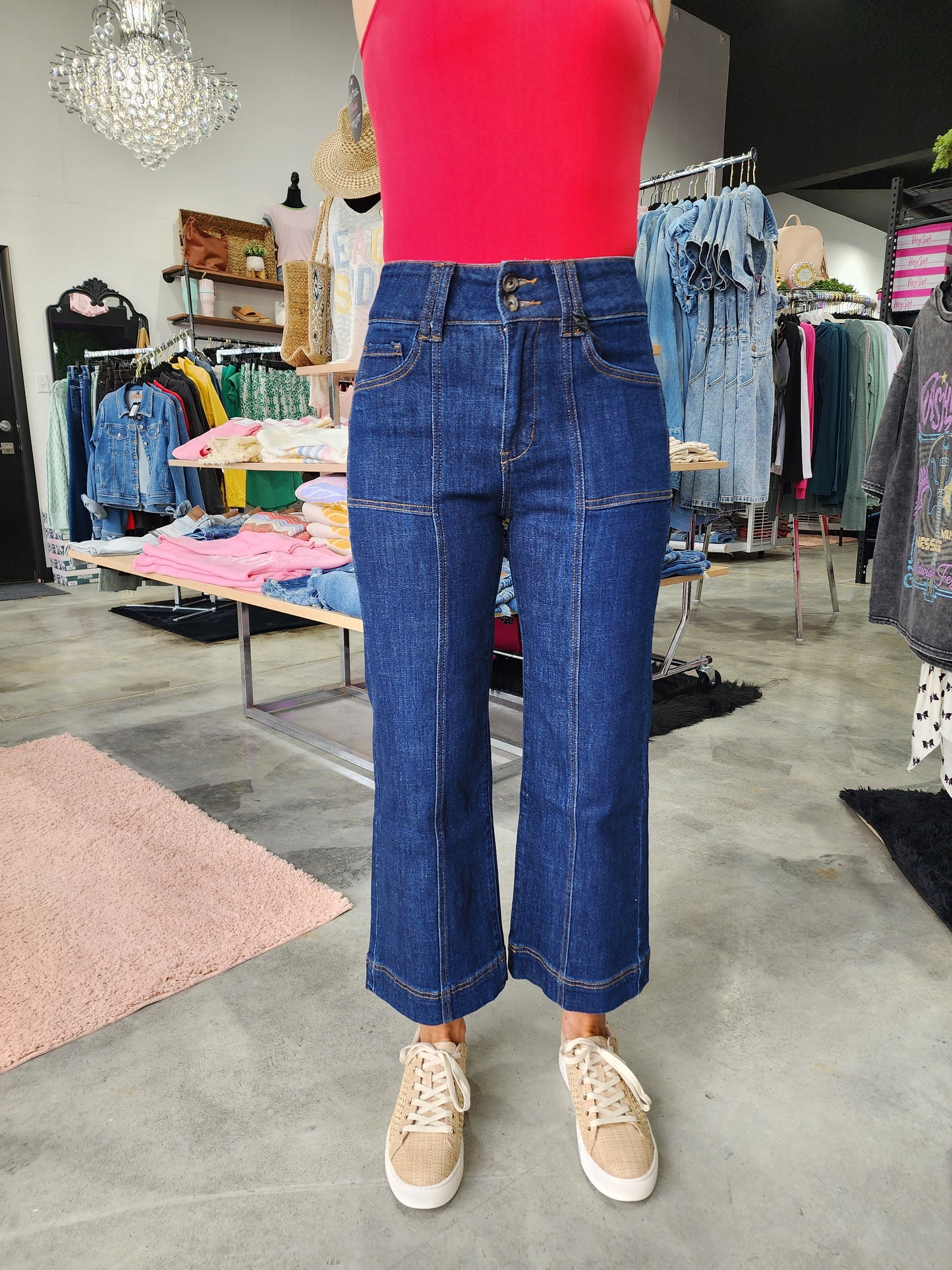 Mica Super High Rise Wide Leg Cropped Denim Jeans